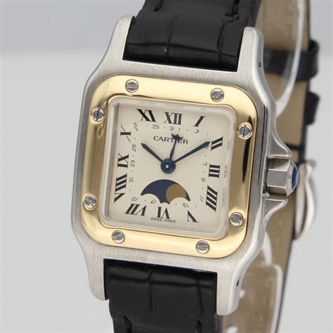 cartier santos galbee moonphase|cartier santos galvanized watch.